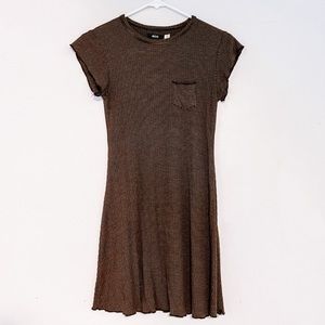 BDG stripe lettuce trim hem ribbed mini dress M